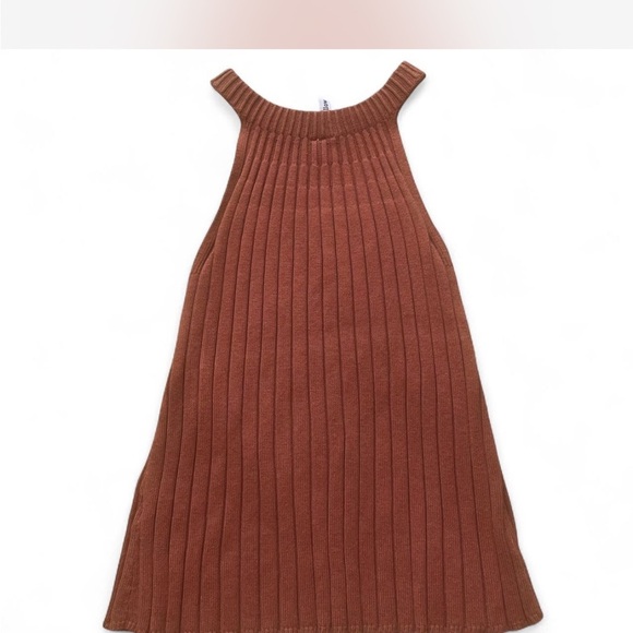 Anthropology |Rue and Willowl Ribbed Knit Pumpkin Orange Sleeveless Sweater sz S - Picture 4 of 5
